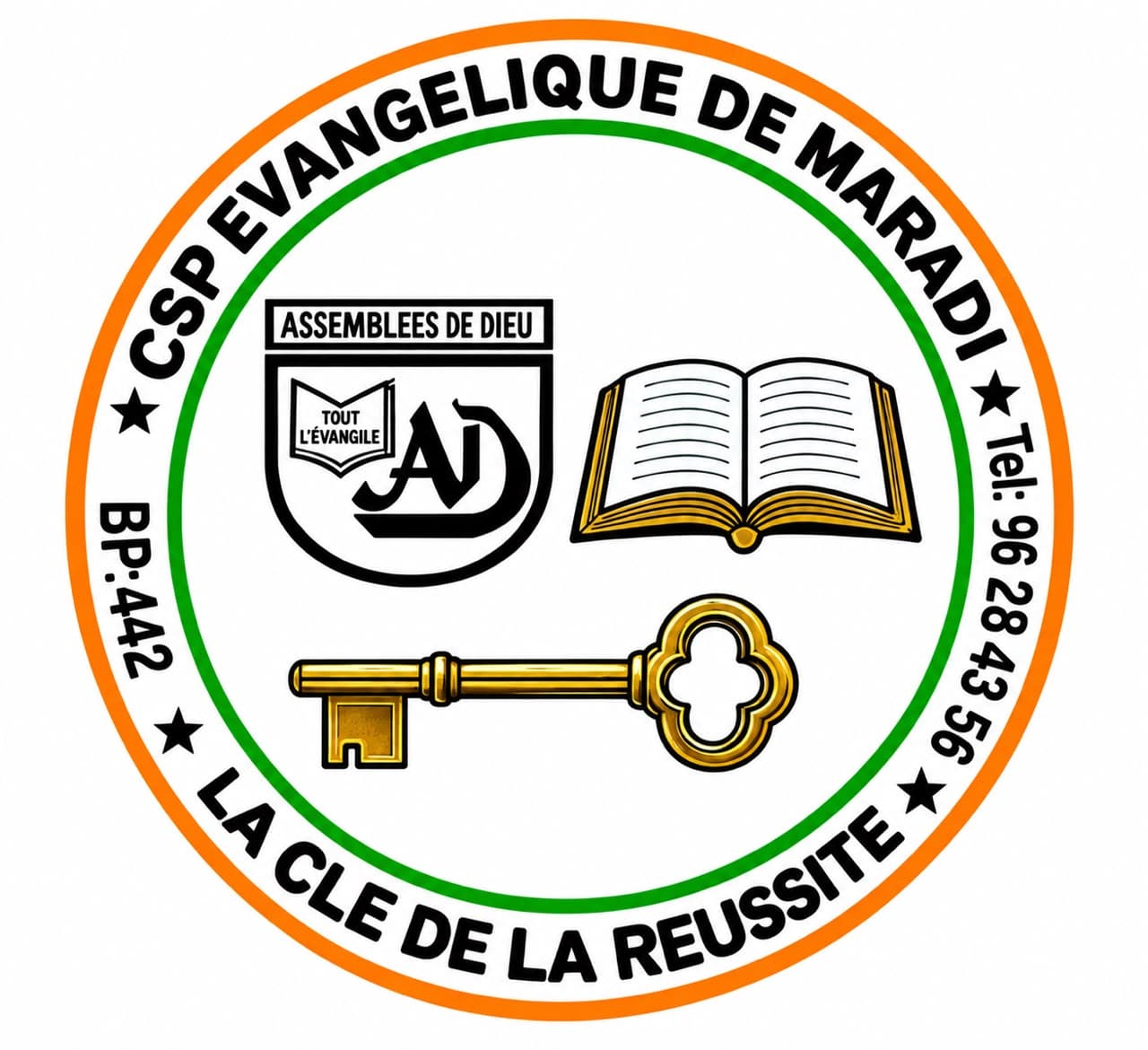 Logo du CSP Évangélique de Maradi — La clé de la réussite